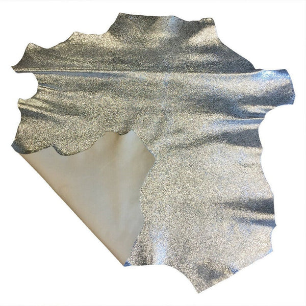 NOORA Silver Leather Hide Blue Tone Metallic Skins Soft Upholstery Material,Arts Craft Supplies 5 SQF