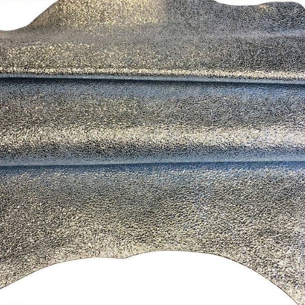 NOORA Silver Leather Hide Blue Tone Metallic Skins Soft Upholstery Material,Arts Craft Supplies 5 SQF
