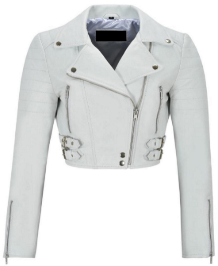 NOORA Womens  White Leather Cropped Biker jacket With Zipper & Pocket | Zip On Sleeves | Belted Jacket | Snap On Collar