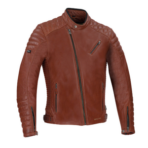 NOORA Mens Lambskin Brick Tan Leather Quilted Jacket With Zipper & Pocket | Zip On Sleeves | ST065
