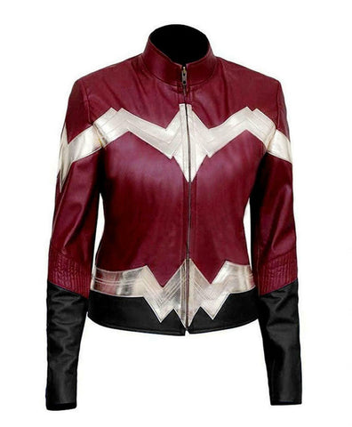 NOORA Women's Real Lambskin Colour Block Pattern Biker Jacket With Zipper | Bio Color Jacket | Slim Fit Jacket | ST0404
