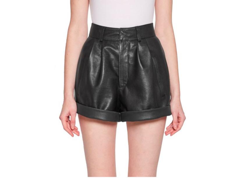 NOORA Womens Black Leather Shorts With Zipper | Mini Shorts | Biker Shorts | Cut Off Shorts |  ST0354