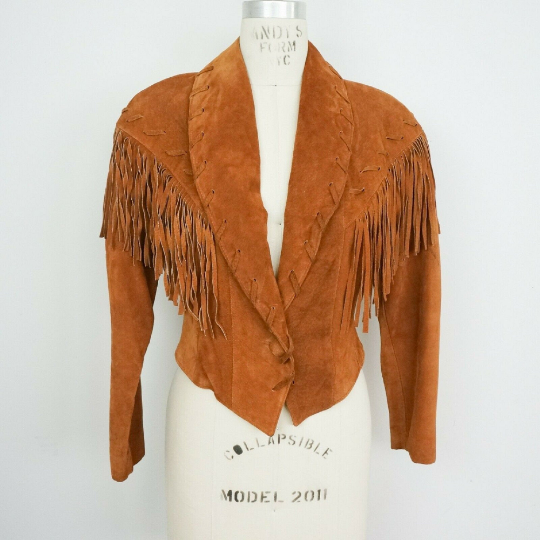 Cropped Fringe Jacket | Tan Fringe Jacket | Noora International