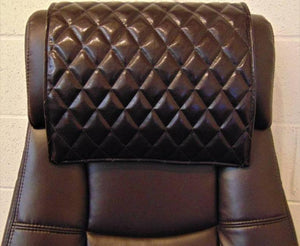 NOORA Lambskin Leather Recliner Headrest Cover | Brown Slip Cover | Quilted Cover | Furniture Protector | Theater Seat Cover | ST0151