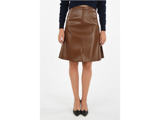 NOORA Handmade Womens Brown Lambskin Leather Skirt , Casual Wear | Above Knee Skirt | Side Slit Skirt | ST0113