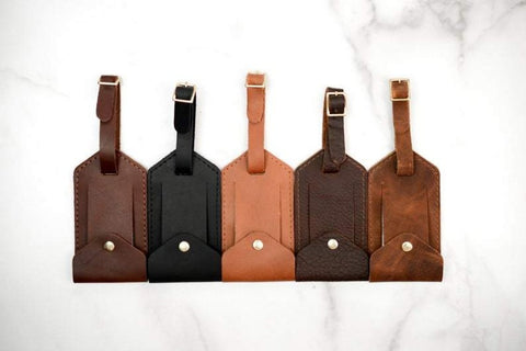 NOORA Personalized Leather Luggage Tag | Custom Monogram Suitcase Travel Tag | Gift for Her, Him, Boss, Grad | ST0160