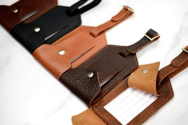 NOORA Personalized Leather Luggage Tag | Custom Monogram Suitcase Travel Tag | Gift for Her, Him, Boss, Grad | ST0160