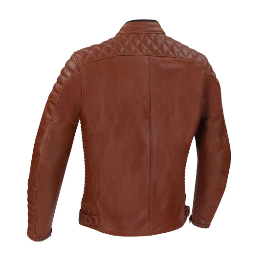 NOORA Mens Lambskin Brick Tan Leather Quilted Jacket With Zipper & Pocket | Zip On Sleeves | ST065