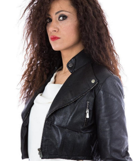 NOORA Womens Lambskin Black Leather Motor Biker Jacket With Zipper & Pockets | Cropped Jacket | Gift For Her | ST043