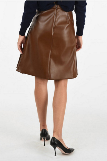 NOORA Handmade Womens Brown Lambskin Leather Skirt , Casual Wear | Above Knee Skirt | Side Slit Skirt | ST0113