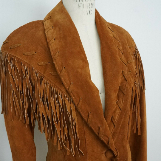 Cropped Fringe Jacket | Tan Fringe Jacket | Noora International