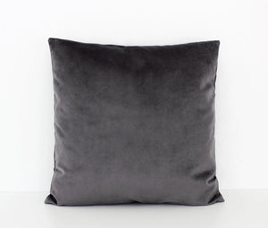 NOORA Lamabkin Leather Velvet Charcoal Pillow | Grey Velvet Cushion Cover | Square Velvet Cushion Cover | Pillow Case Cover | ST0141