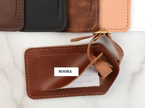 NOORA Personalized Leather Passport Holder | Luggage Tag Gift Set | Monogram Leather Passport Cover Wallet | Travel Wallet | ST0156