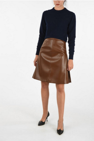 NOORA Handmade Womens Brown Lambskin Leather Skirt , Casual Wear | Above Knee Skirt | Side Slit Skirt | ST0113