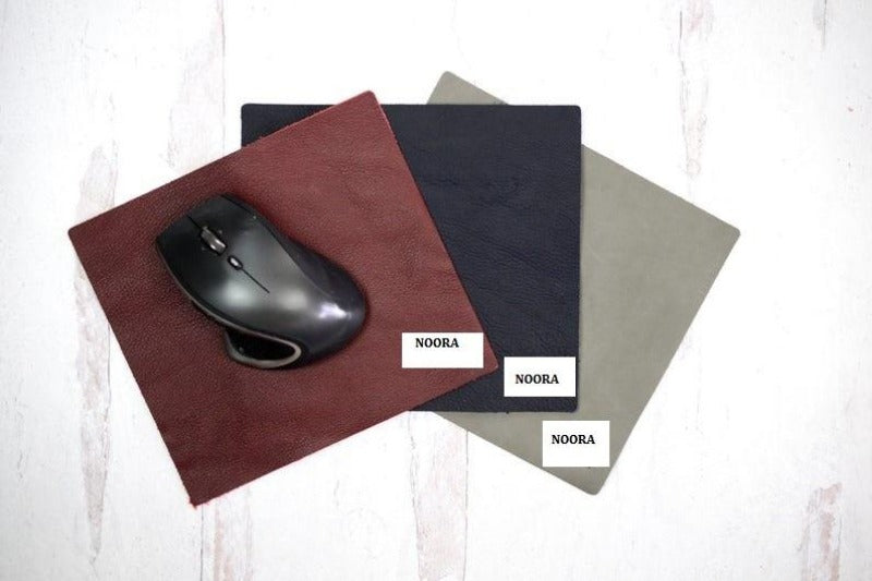 NOORA Custom Leather Mouse Pad | Monogram Leather Office Decor | Personalized Mouse Pad | Leather Corporate Gift | Gift for Student, Boss | ST0158