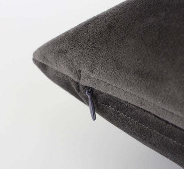 NOORA Lamabkin Leather Velvet Charcoal Pillow | Grey Velvet Cushion Cover | Square Velvet Cushion Cover | Pillow Case Cover | ST0141