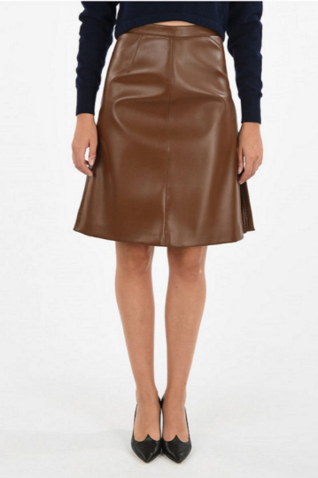 NOORA Handmade Womens Brown Lambskin Leather Skirt , Casual Wear | Above Knee Skirt | Side Slit Skirt | ST0113