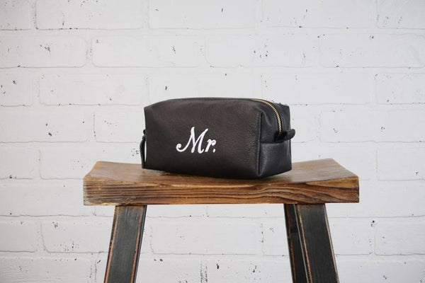 NOORA Personalized Leather Toiletry Bag Set | Mr. and Mrs. Leather Dopp Kit | Travel Case | Wedding Gift Set | ST0162