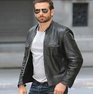 NOORA Mens Lambskin Black Leather Biker Jacket With Zipper & Pocket | Celebrity Wear Jacket | Slim Fit Jacket |