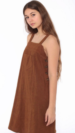 NOORA Womens Lambskin Brown Suede Jumper Style Mini Dress | Sleeveless Dress | Party wear Dress | ST089