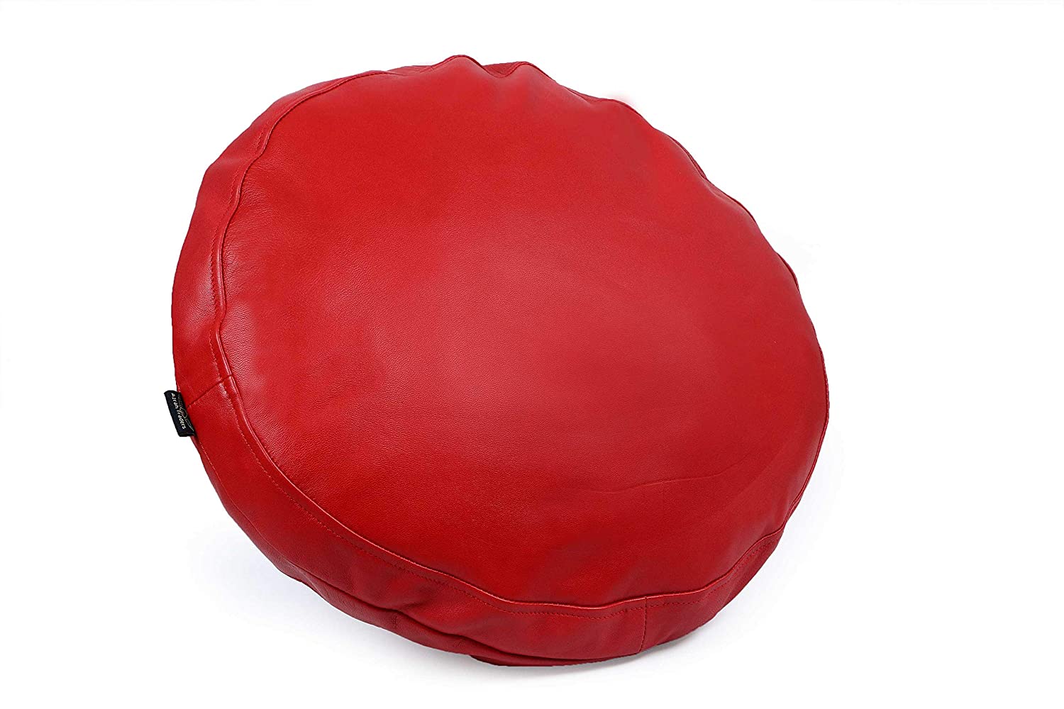 NOORA 100% Real Lambskin Red Color Pillow Cover | Round Pillow Cover | Housewarming | Throw Case Cover | ST0149