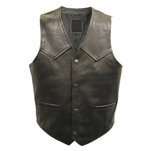 NOORA Womens Lambskin Black Leather Vest Coat For Biker With Button & Pocket | Sleeveless | Slim Fit | ST0169