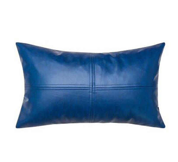 NOORA Real Leather Cushion Cover | Blue Leather Pillow Case | Rectangular Shape Cover | Home Decor | Modern Pillow Cover | ST0150