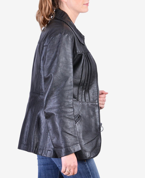 Noora New Ladies & Girls Lambskin Black Leather Jacket For Vintage Black Biker Jacket YK0240