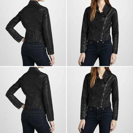 NOORA Women's Shirt Type Black Leather Trendy Cool, Casual Wear, Office Wear Jacket With Zipper, Biker Jacket UN028