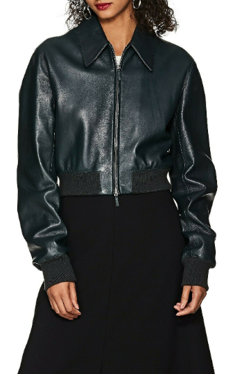 Noora New Womens Cropped Leather Jacket , Black Leather Jacket , Biker Jacket, Casual Party Wear Jacket With Zipper UN18