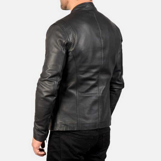 NOORA Mens Lambskin Leather Motorcycle Black Jacket Western Style Zipper Top Quality | ST019
