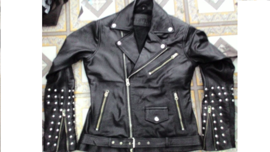 Noora New Handmade Women's Black Stylish Studded Style Lambskin Leather Jacket With Long Sleeves, Belt & Metal Snaps  UN024