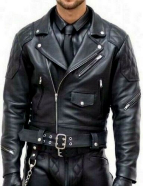 NOORA New Genuine Lambskin Leather Designer  Black Men's Motor Bike Jacket With Quilted Panel , Zipped Pocket Jacket , Black Quilted  Leather Jacket ,  Zipper Jacket , Zip On Sleeves Jacket | Snap On Collar | Black Colour Jacket | Belted Jacket |  ST10