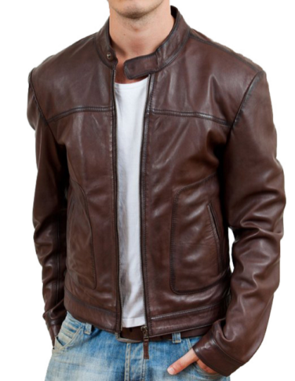 NOORA Mens Handmade Lambskin Choclate Brown Leather Jacket | Casual Wear Jacket | ST012
