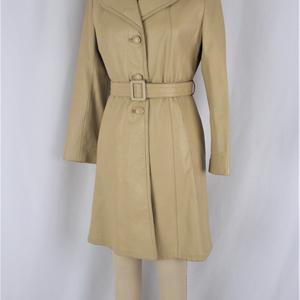 NOORA New 100% Real Lambskin Leather Beige Color Vintage Women's Long Trench Coat NM004