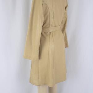 NOORA New 100% Real Lambskin Leather Beige Color Vintage Women's Long Trench Coat NM004