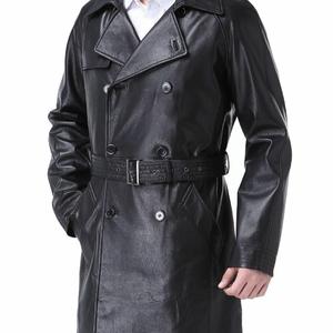 NOORA vintage 80s Genuine Black Real Leather Trench Mac Coat spy Jacket Long Coat | Leather Jacket | Officers Long Coat SJ414