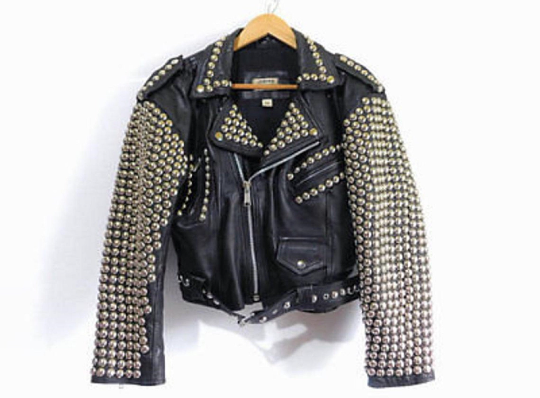 NOORA New Women's SILVER STEAMPUNK Studded Custom Moto Jacket Black Soft Lambskin Jacket With Zipper, Pockets & Belt UN025