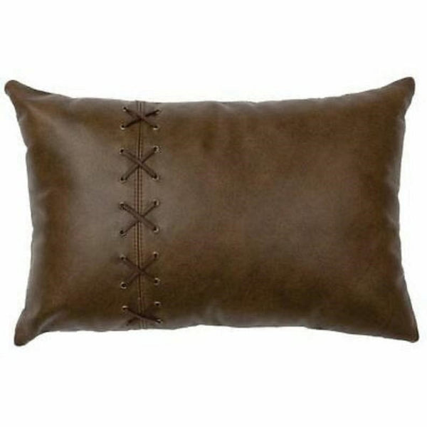 Noora Lambskin Leather Pillow Cover | RECTANGLE Cushion Cover Style BRAIDED Case | Criss Cross Laced Lumbar Decorative LUXURY Cover SJ401