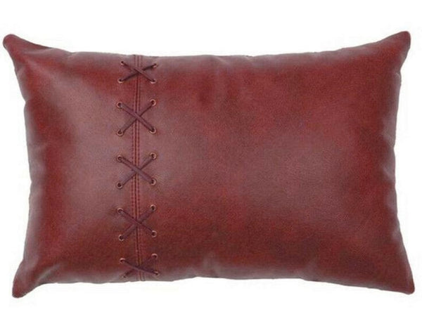 Noora Lambskin Leather Pillow Cover | RECTANGLE Cushion Cover Style BRAIDED Case | Criss Cross Laced Lumbar Decorative LUXURY Cover SJ401