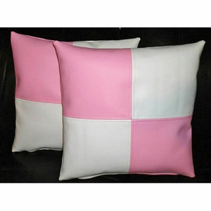 NOORA Pink & White Throw Pillows Cover For Couch, Square Textured Checkered Solid Color Leather Pillow Covers Home Decor - Pink Pulp SJ345