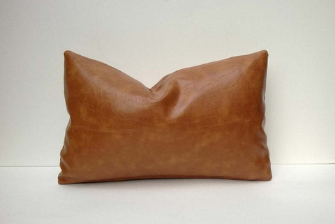 NOORA Tan Genuine Leather Cushion Cover Leather Pillow Case, inches Dark Tan Brown, Plain Rectangle Leather Pillow Cover ALL SIZE SP284