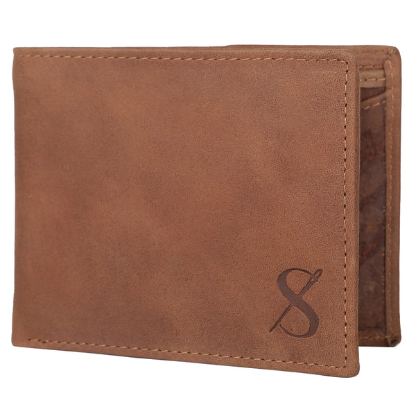 Noora Men's Leather Personalized Custom Tan Brown MONEY WALLET For Men's Vintage Purse Slim Wallet - BS 001