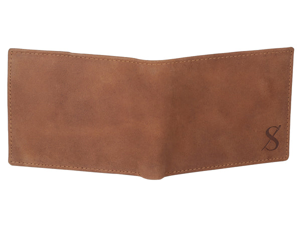 Noora Men's Leather Personalized Custom Tan Brown MONEY WALLET For Men's Vintage Purse Slim Wallet - BS 001