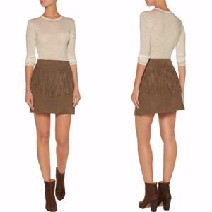NOORA Women Vintage Suede Leather Mini Skirt, Brown Riley Fringed SUEDE Leather Cowgirl Mini SKIRT, Brown Short Skirt, Fringed Skirt, SJ149