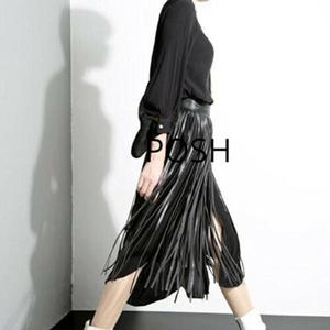 NOORA Handmade Women Slim Leather Fringe Skirts Belt Gypsy Style Black WA18