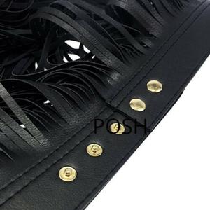 NOORA Handmade Women Slim Leather Fringe Skirts Belt Gypsy Style Black WA18