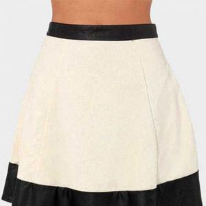 NOORA  BI Color Stripe Above the knee Lambskin Leather Skirt,Women's Customize Size Skirt for Halloween Party