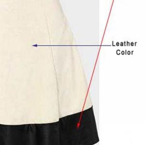 NOORA  BI Color Stripe Above the knee Lambskin Leather Skirt,Women's Customize Size Skirt for Halloween Party