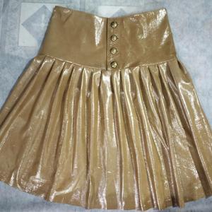 NOORA Handmade Women LambSkin Golden Hot! Flared skirt,Leather Outfit, Women's FULL Leather skirt, 100% Genuine Leather soft mini skirt SP02